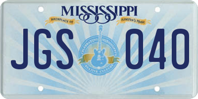 MS license plate JGS040
