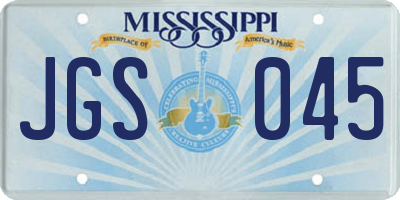 MS license plate JGS045