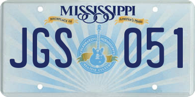 MS license plate JGS051