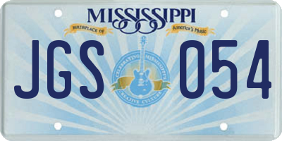 MS license plate JGS054