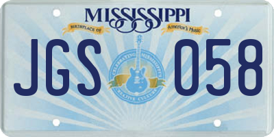 MS license plate JGS058
