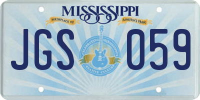 MS license plate JGS059