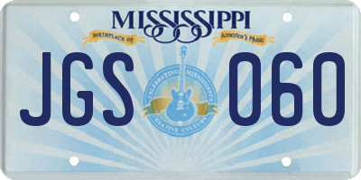 MS license plate JGS060