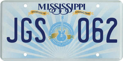 MS license plate JGS062