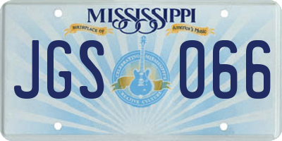 MS license plate JGS066