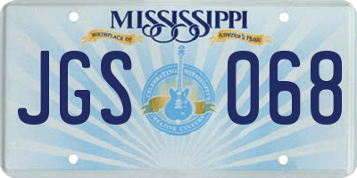 MS license plate JGS068