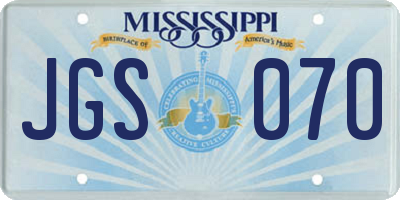 MS license plate JGS070