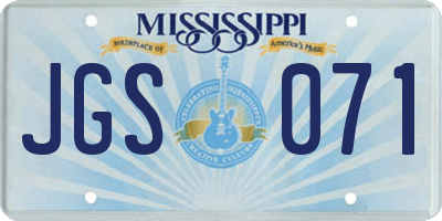 MS license plate JGS071