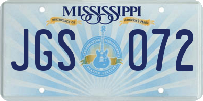 MS license plate JGS072