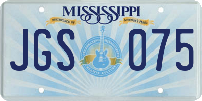 MS license plate JGS075