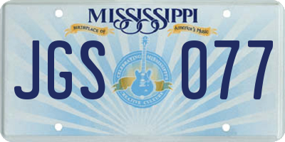 MS license plate JGS077