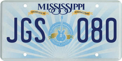 MS license plate JGS080