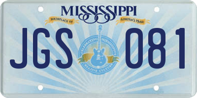 MS license plate JGS081