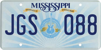 MS license plate JGS088