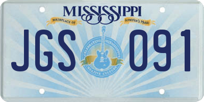 MS license plate JGS091