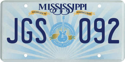 MS license plate JGS092