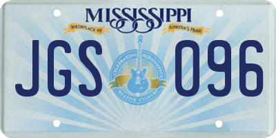 MS license plate JGS096