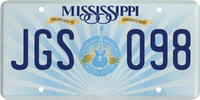 MS license plate JGS098