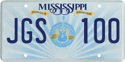 MS license plate JGS100