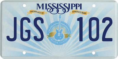 MS license plate JGS102