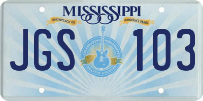 MS license plate JGS103