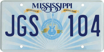 MS license plate JGS104