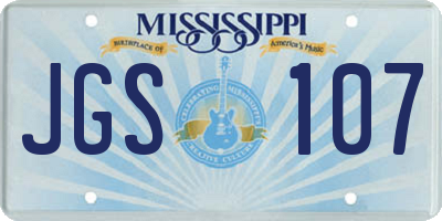 MS license plate JGS107