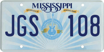 MS license plate JGS108
