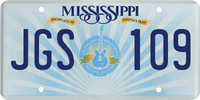 MS license plate JGS109