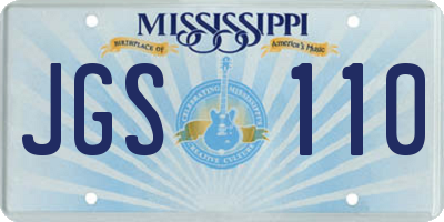 MS license plate JGS110