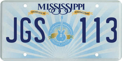 MS license plate JGS113