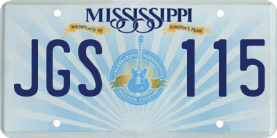 MS license plate JGS115