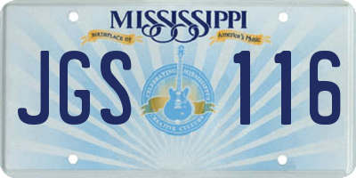 MS license plate JGS116