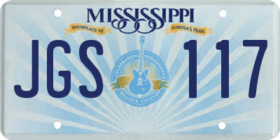 MS license plate JGS117