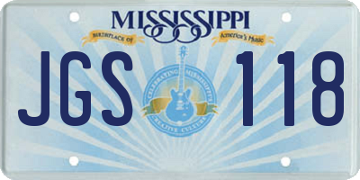 MS license plate JGS118