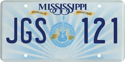 MS license plate JGS121