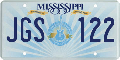 MS license plate JGS122
