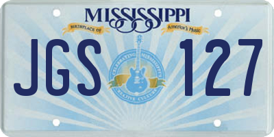 MS license plate JGS127
