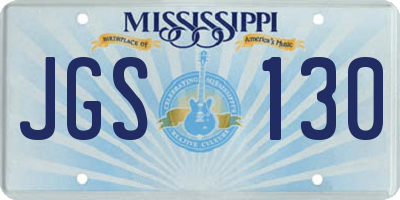MS license plate JGS130