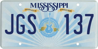 MS license plate JGS137