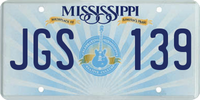 MS license plate JGS139