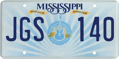 MS license plate JGS140
