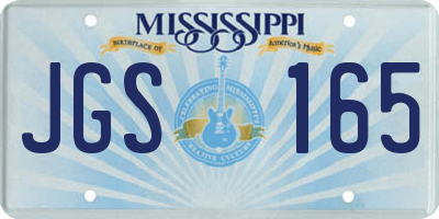 MS license plate JGS165