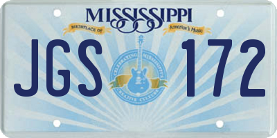 MS license plate JGS172