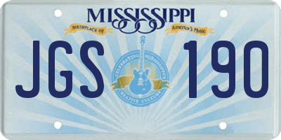 MS license plate JGS190