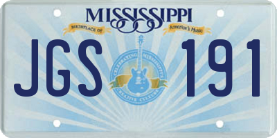MS license plate JGS191