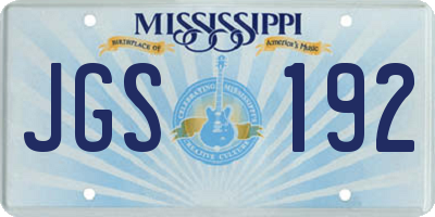 MS license plate JGS192