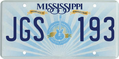 MS license plate JGS193