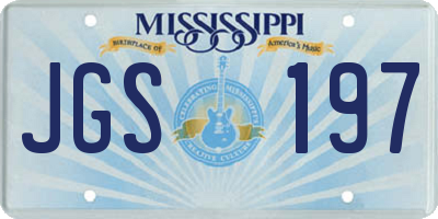 MS license plate JGS197