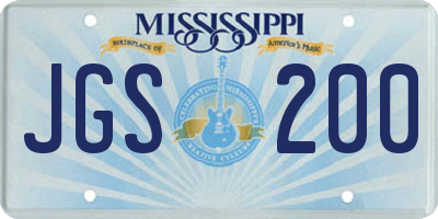 MS license plate JGS200
